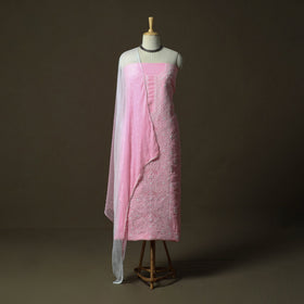 Pink - lucknowi hand embroidered cotton chikankari 3pc