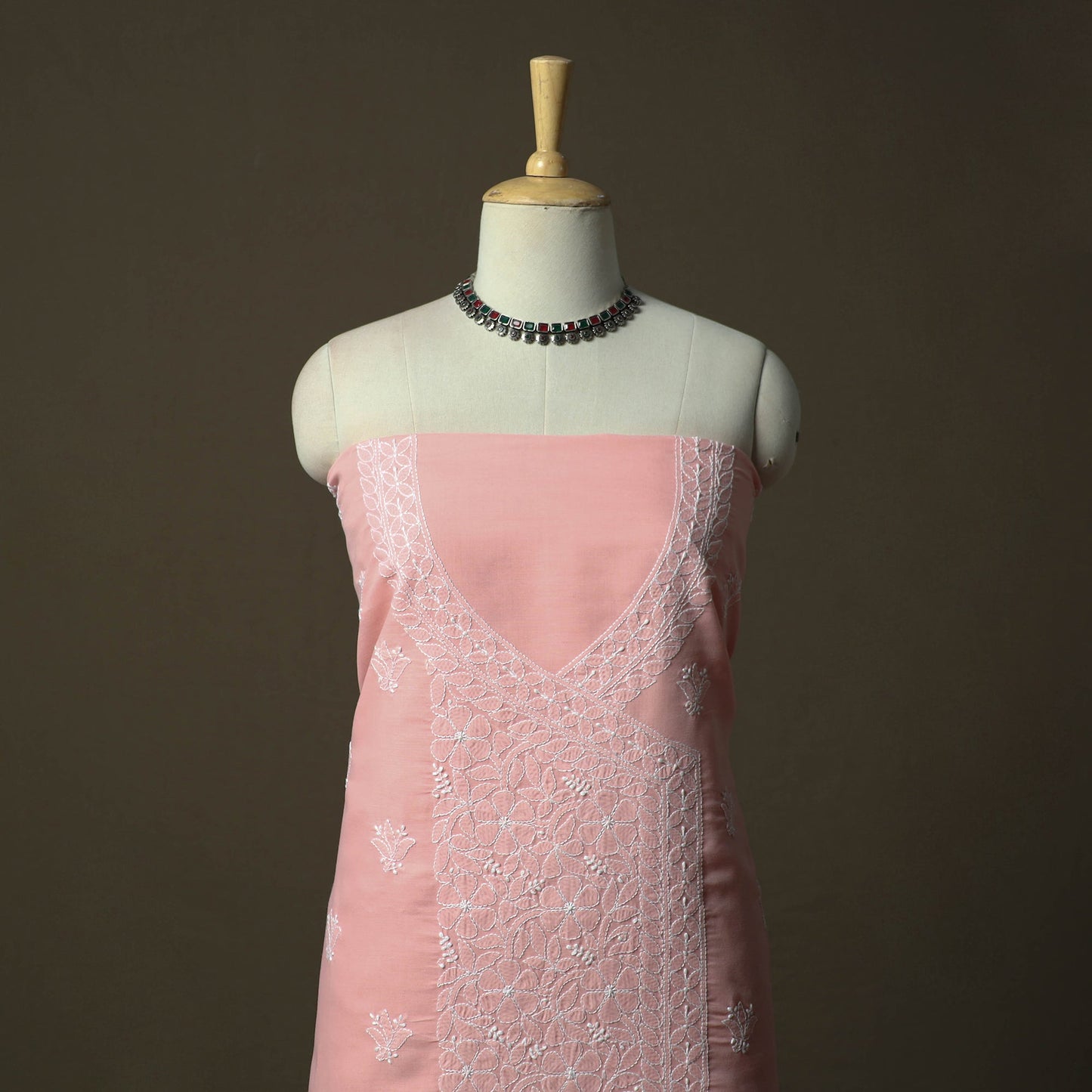 Pink - lucknowi hand embroidered cotton chikankari 3pc