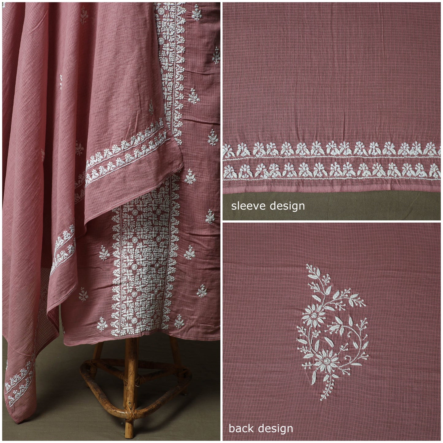 Lucknowi hand embroidered kota doria cotton chikankari 2pc