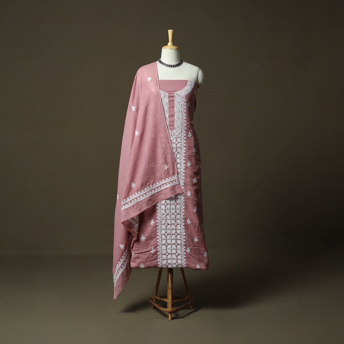 Lucknowi hand embroidered kota doria cotton chikankari 2pc