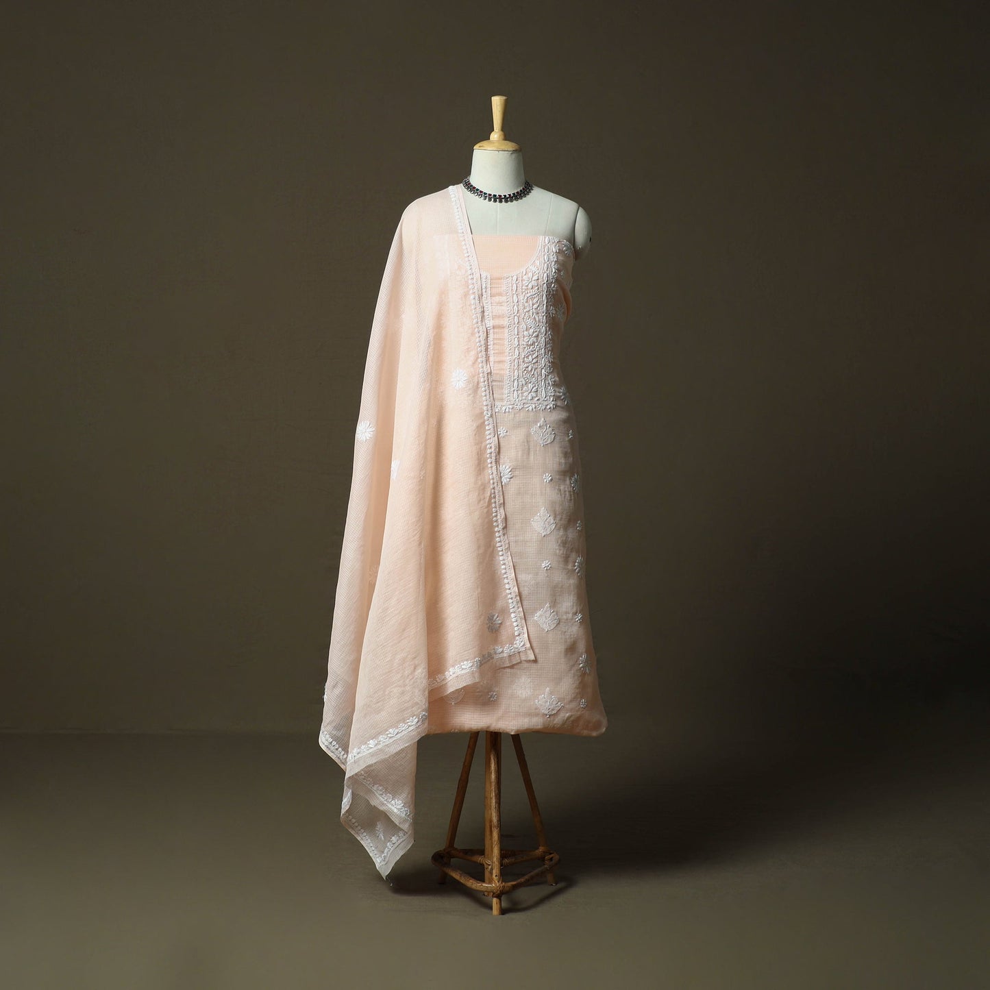 Lucknowi hand embroidered kota doria cotton chikankari 2pc