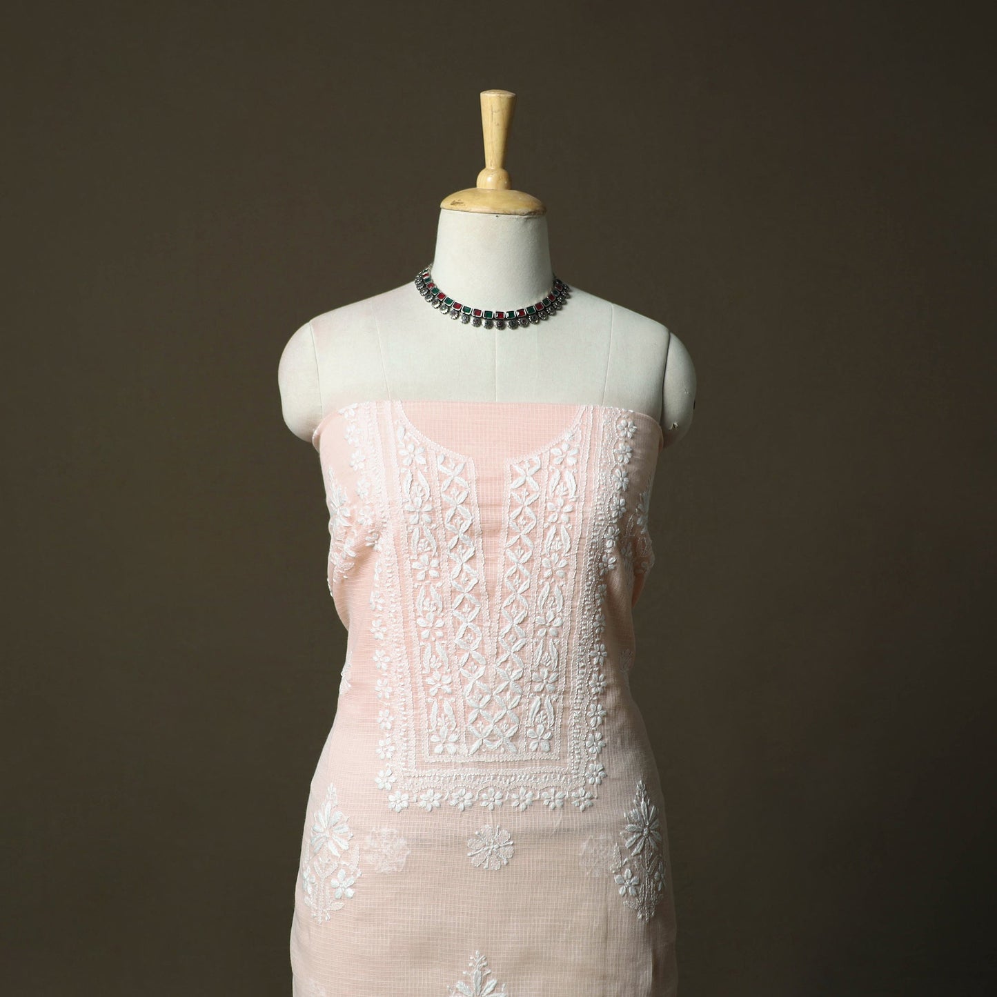 Lucknowi hand embroidered kota doria cotton chikankari 2pc
