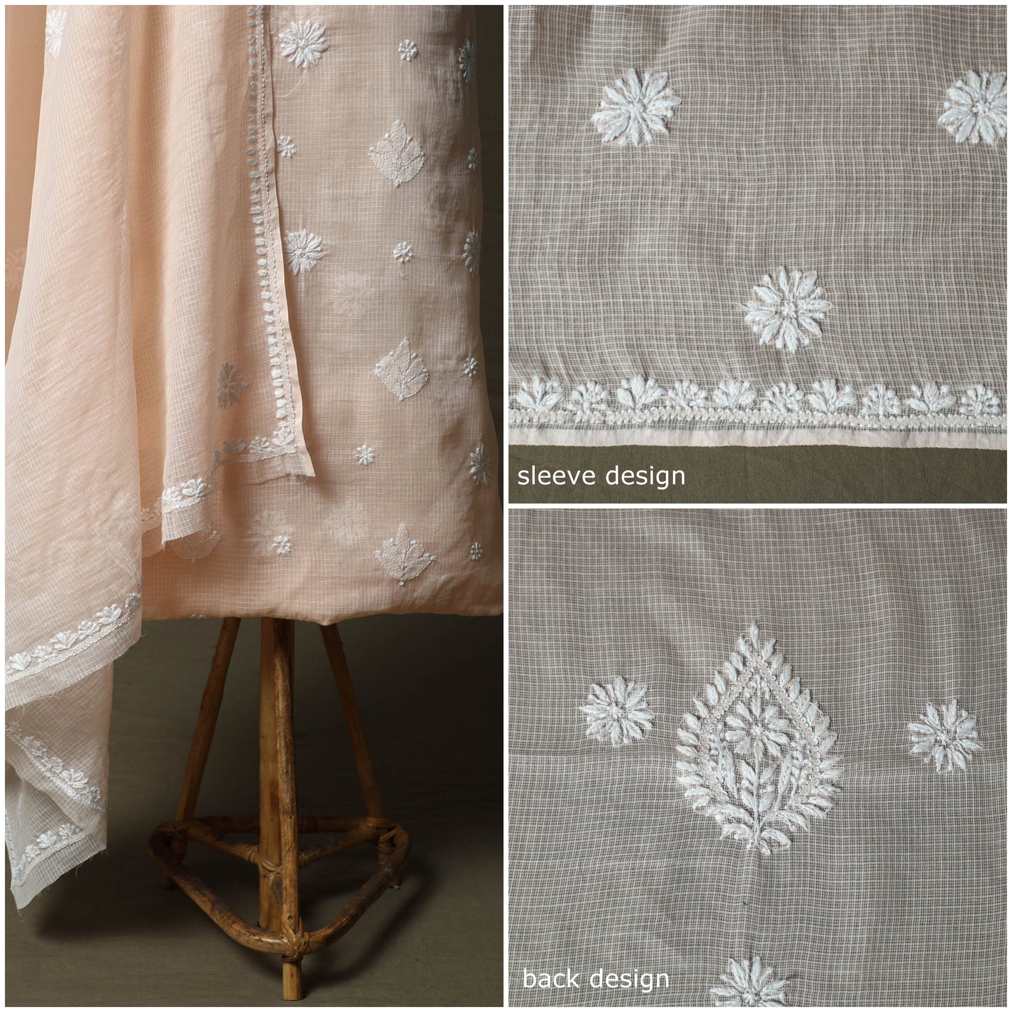 Lucknowi hand embroidered kota doria cotton chikankari 2pc