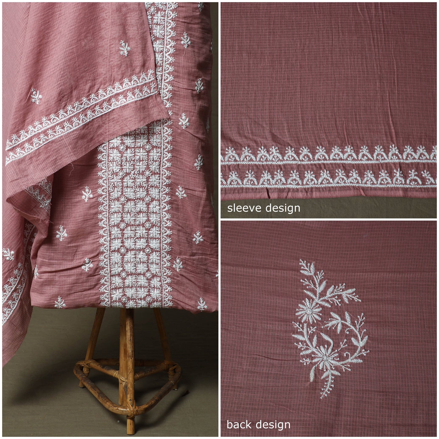 Lucknowi hand embroidered kota doria cotton chikankari 2pc
