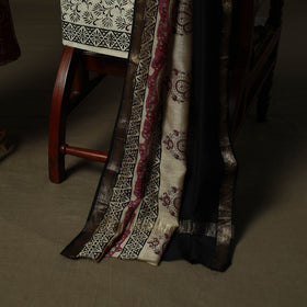 Maheshwari silk hand block bagru print 3pc unstitched dress