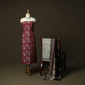 Maheshwari silk hand block bagru print 3pc unstitched dress