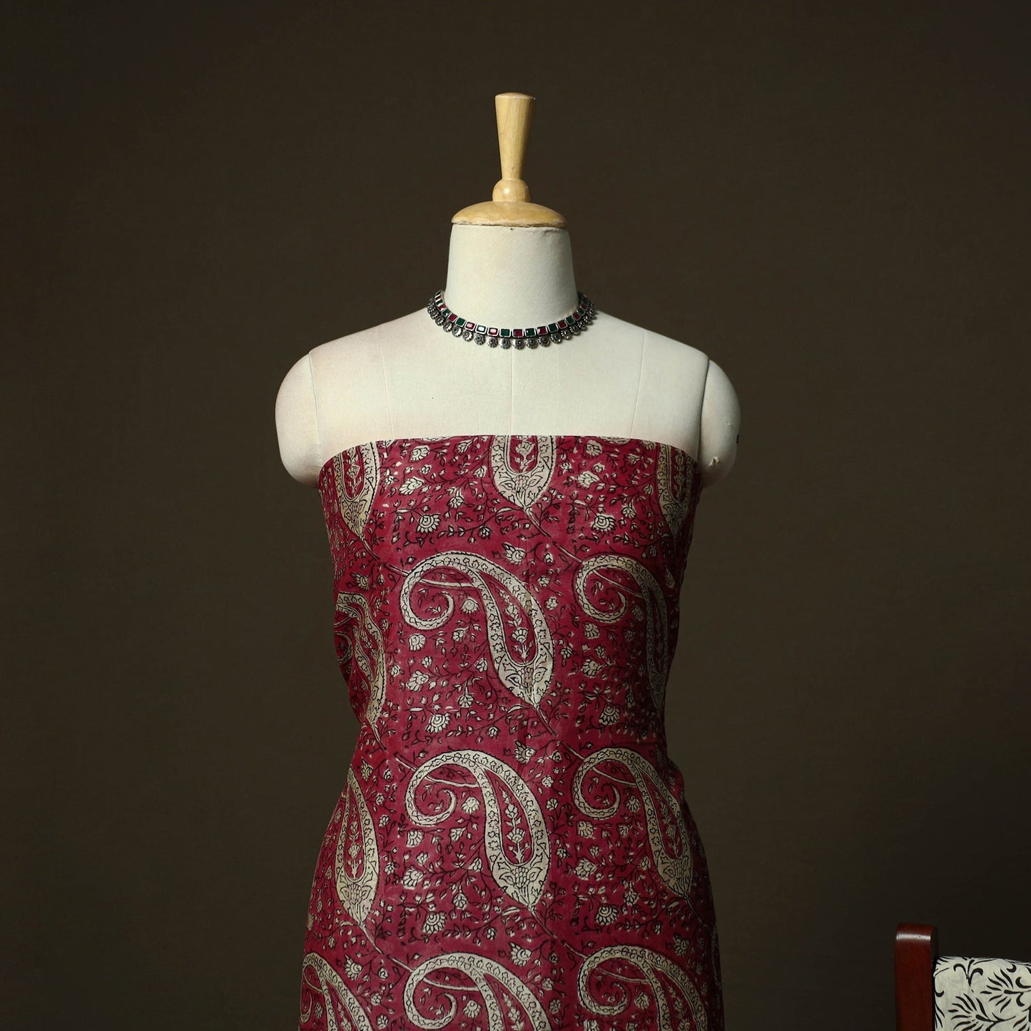 Maheshwari silk hand block bagru print 3pc unstitched dress