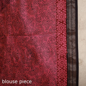 Pink - maheshwari silk natural dyed bagh saree with zari