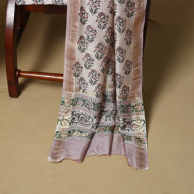 Pink - maheshwari silk sanganeri hand 3pc unstitched dress