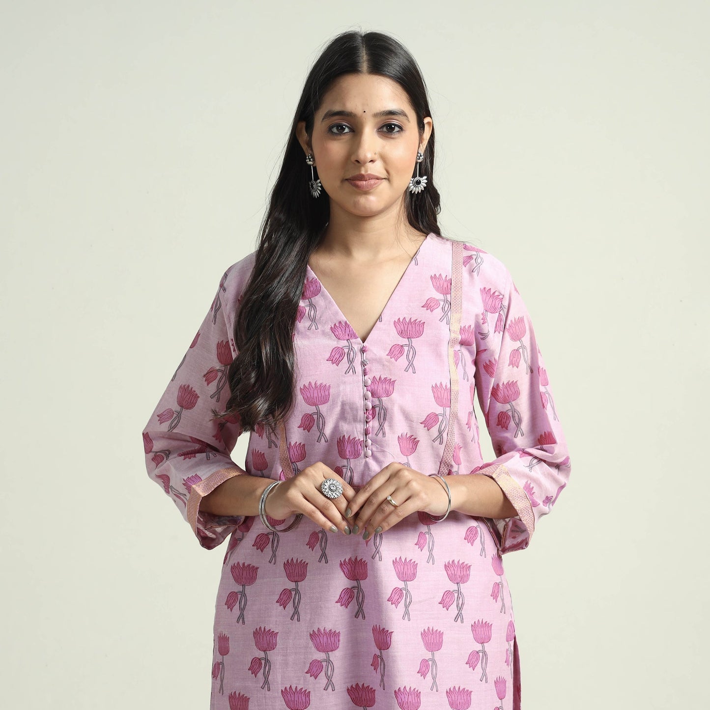Mangalagiri Kurta with Palazzo & Dupatta Set
