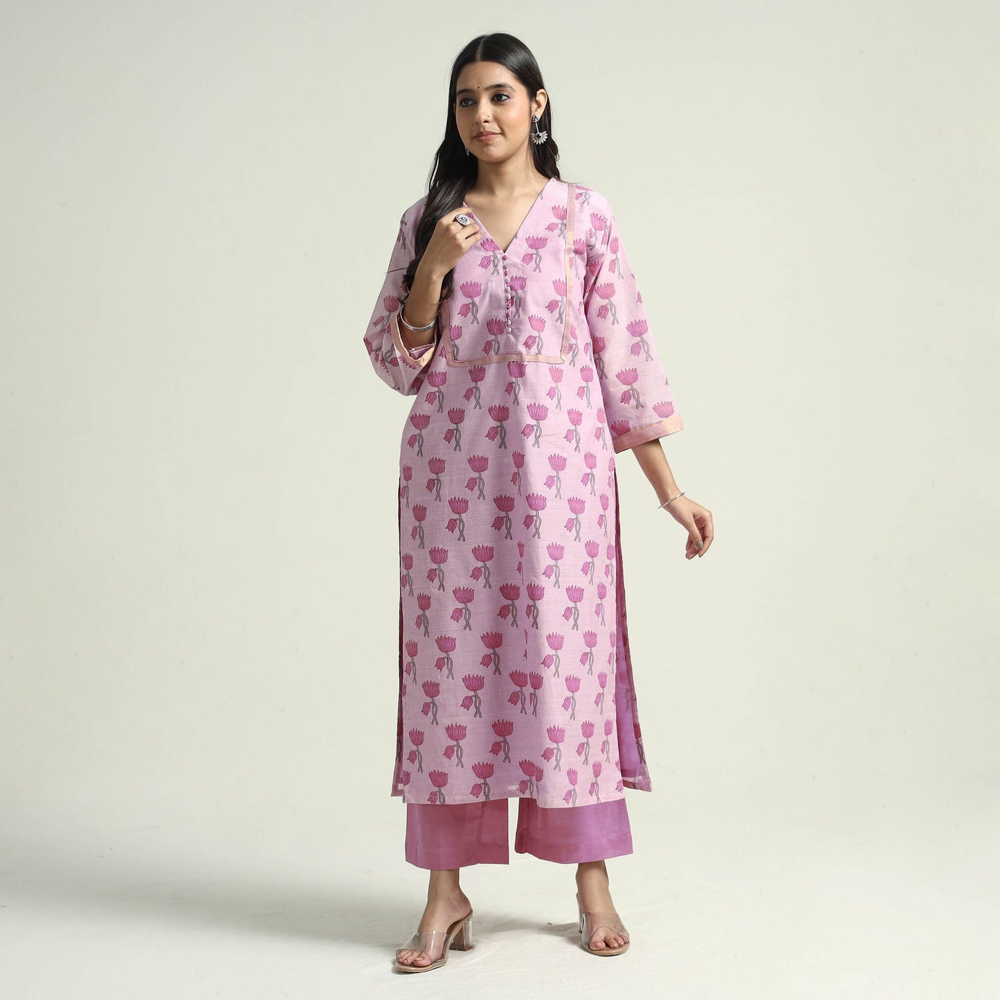 Mangalagiri Kurta with Palazzo & Dupatta Set
