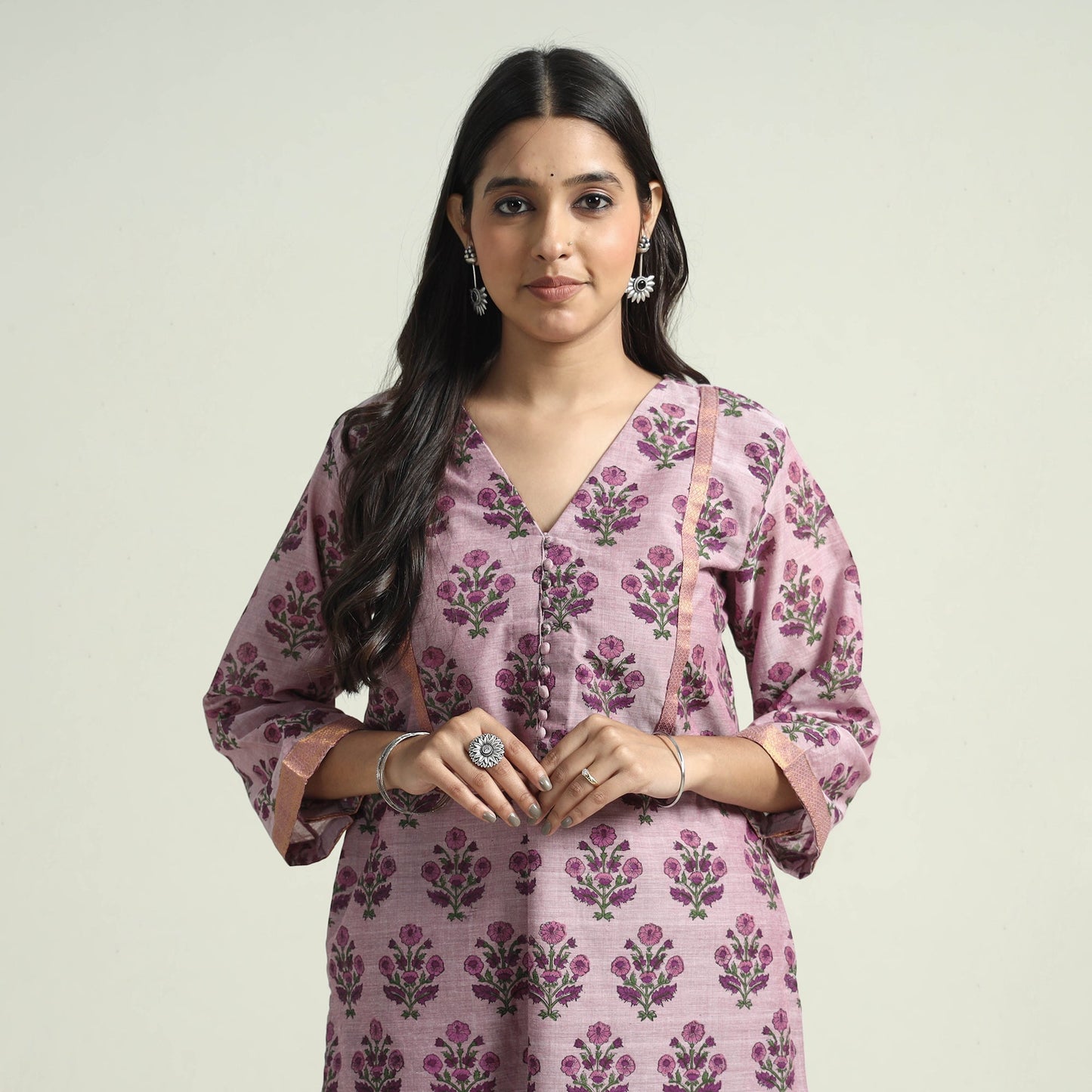  Mangalagiri Kurta with Palazzo & Dupatta Set