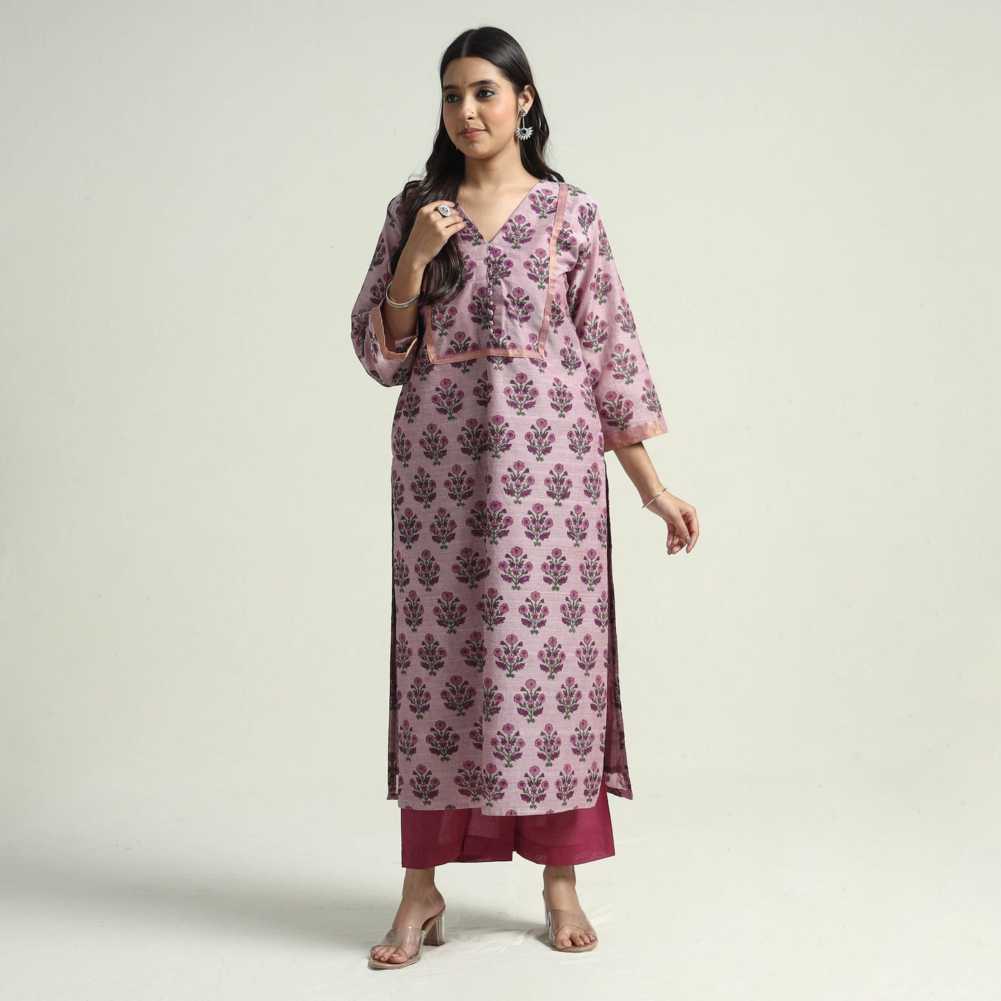  Mangalagiri Kurta with Palazzo & Dupatta Set