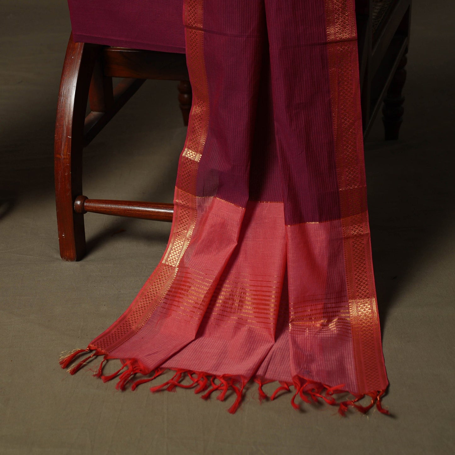 Mangalagiri cotton 3pc unstitched dress material with zari