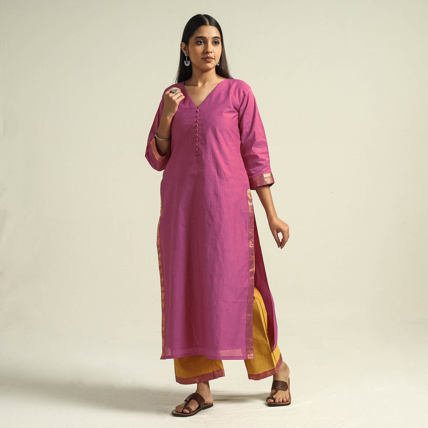 Mangalagiri Kurta with Palazzo & Dupatta Set
