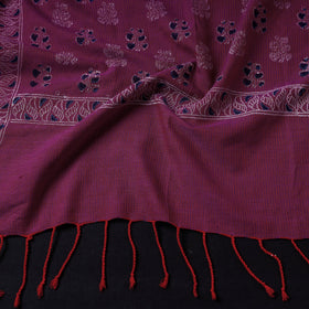  Mangalagiri Handloom Block Printed Cotton Stole with Tassels Online 