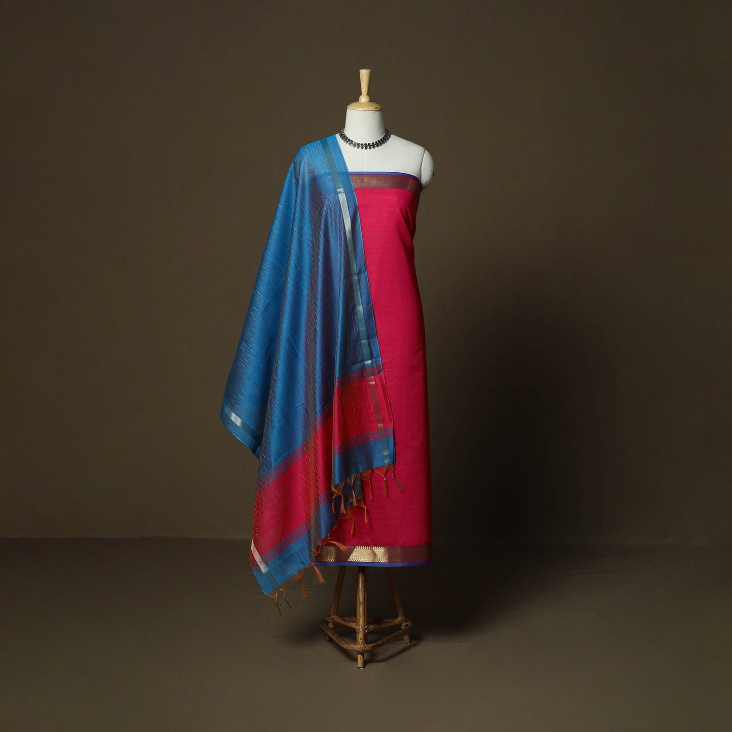 Mangalagiri silk cotton 3pc unstitched dress material