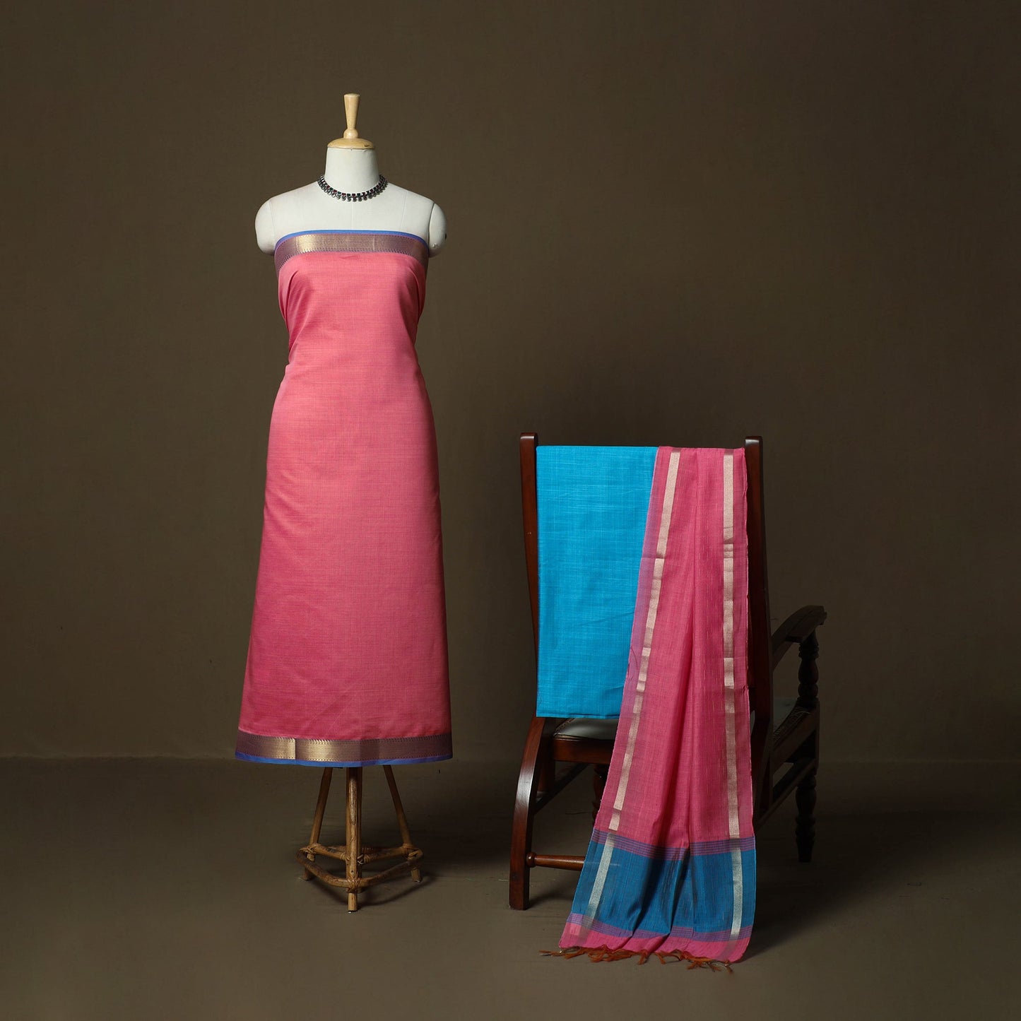 Mangalagiri silk cotton 3pc unstitched dress material