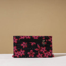Pink Marudhara Ajrakh Printed Clutch Wallet With Tassels
