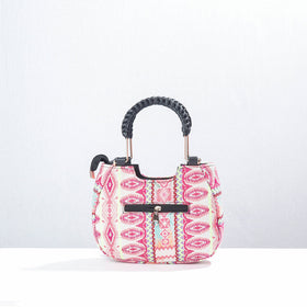 Pink Marudhara Printed Cotton Hand Bag