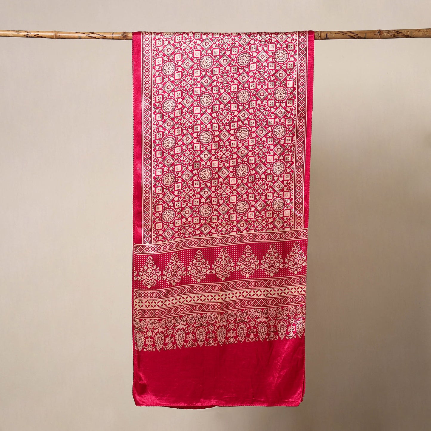 Pink - mashru silk printed stole 24 - handcrafted
