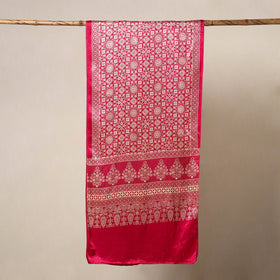 Pink - mashru silk printed stole 24 - handcrafted
