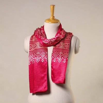 Mashru Silk Printed Ajrakh Stole 