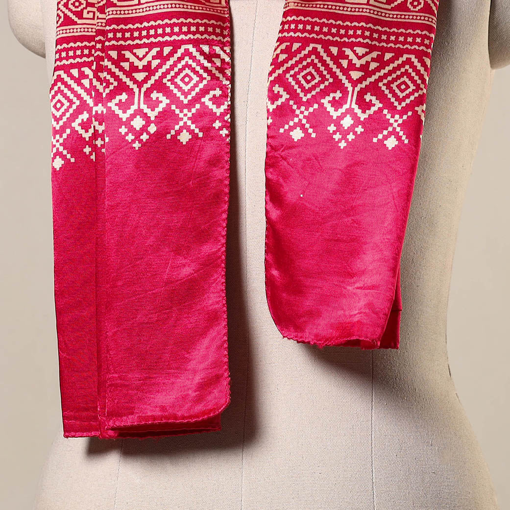 Mashru Silk Printed Ajrakh Stole 