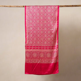 Pink - mashru silk printed stole 27 - handcrafted
