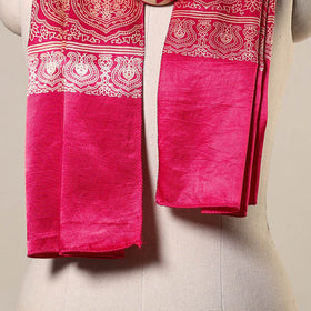 Pink - mashru silk printed stole 27 - handcrafted