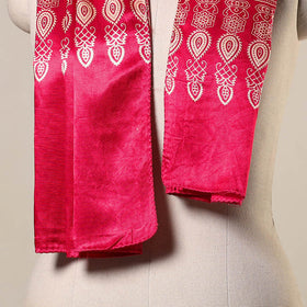 Pink - mashru silk printed stole 28 - handcrafted