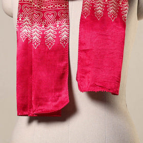 Pink Mashru Silk Printed Ajrakh Stole 