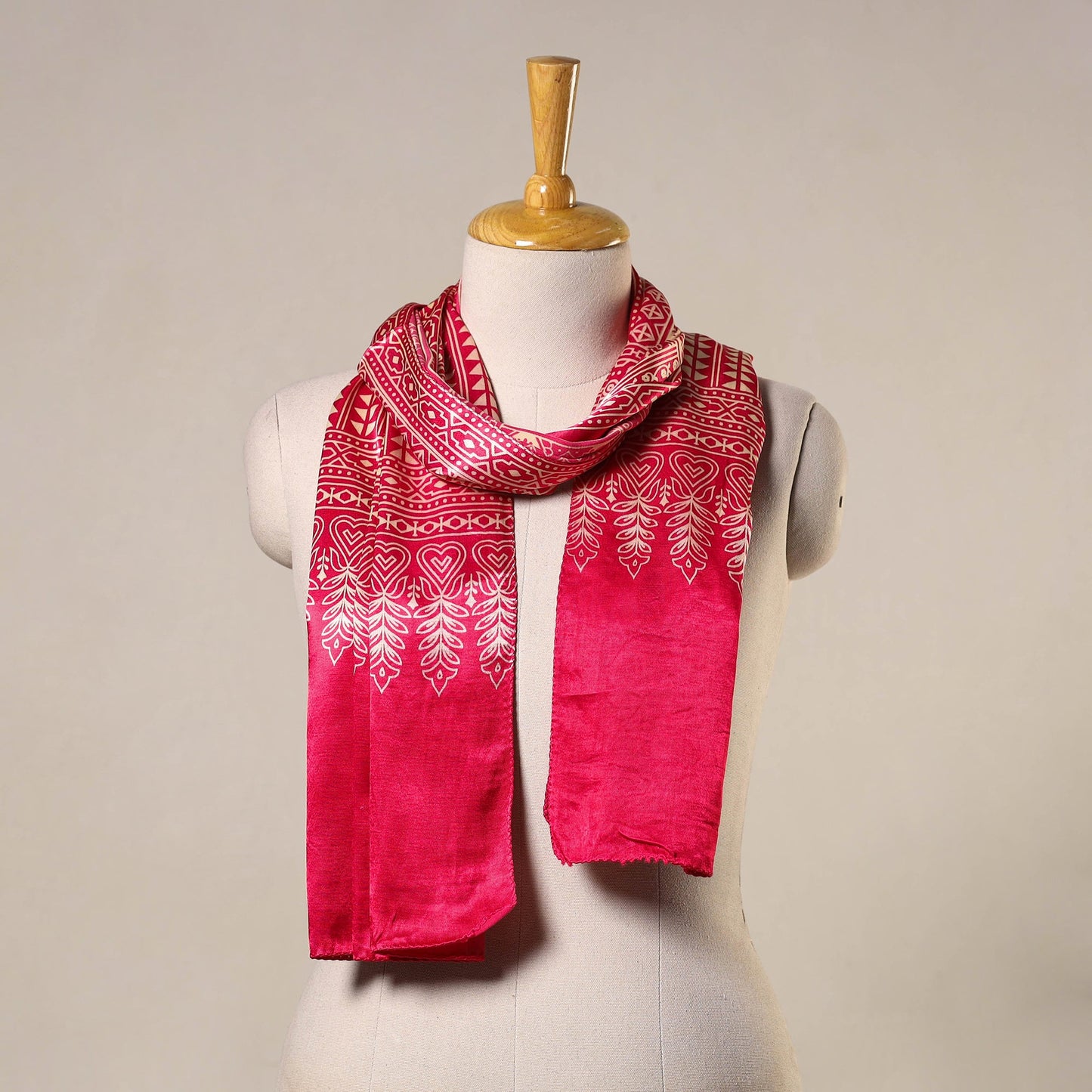 Pink Mashru Silk Printed Ajrakh Stole 