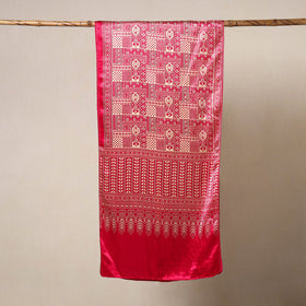 Pink Mashru Silk Printed Ajrakh Stole 
