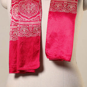Pink - mashru silk printed stole 30 - handcrafted