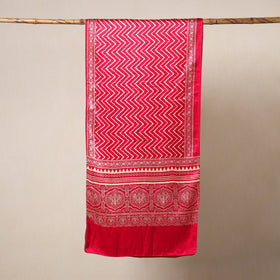 Pink - mashru silk printed stole 30 - handcrafted