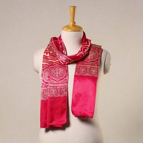 Pink - mashru silk printed stole 30 - handcrafted
