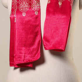 Pink Mashru Silk Printed Ajrakh Stole 