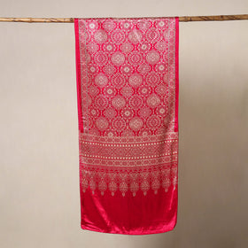 Pink Mashru Silk Printed Ajrakh Stole 