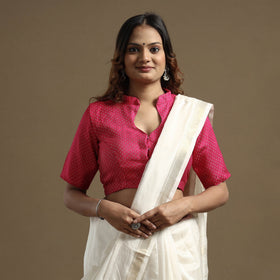 Buy Mashru Weave Pure Handloom Silk Stitched Blouse Online at iTokri.com