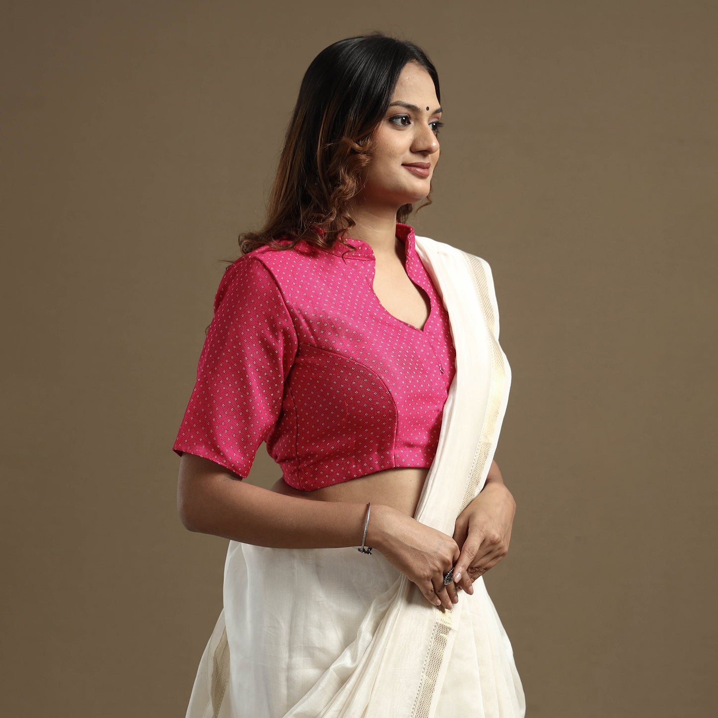 Buy Mashru Weave Pure Handloom Silk Stitched Blouse Online at iTokri.com