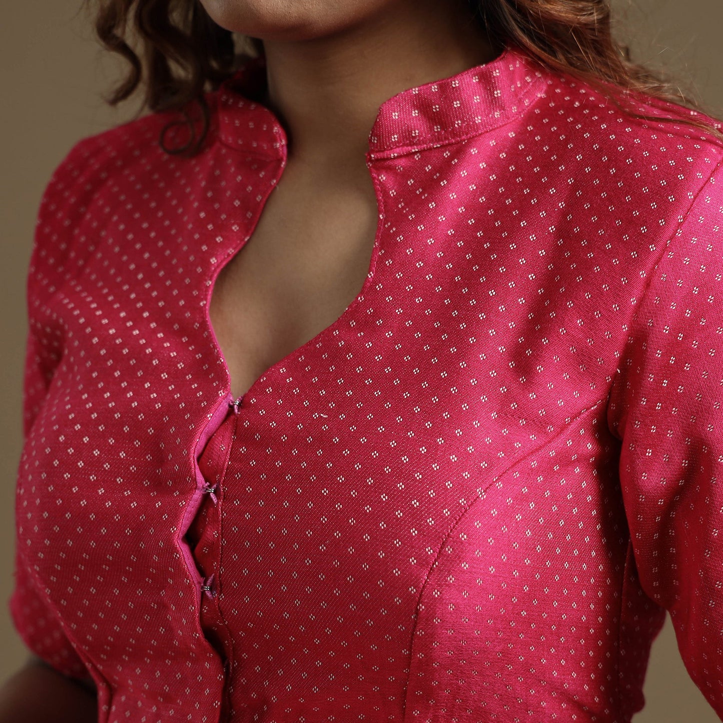 Buy Mashru Weave Pure Handloom Silk Stitched Blouse Online at iTokri.com