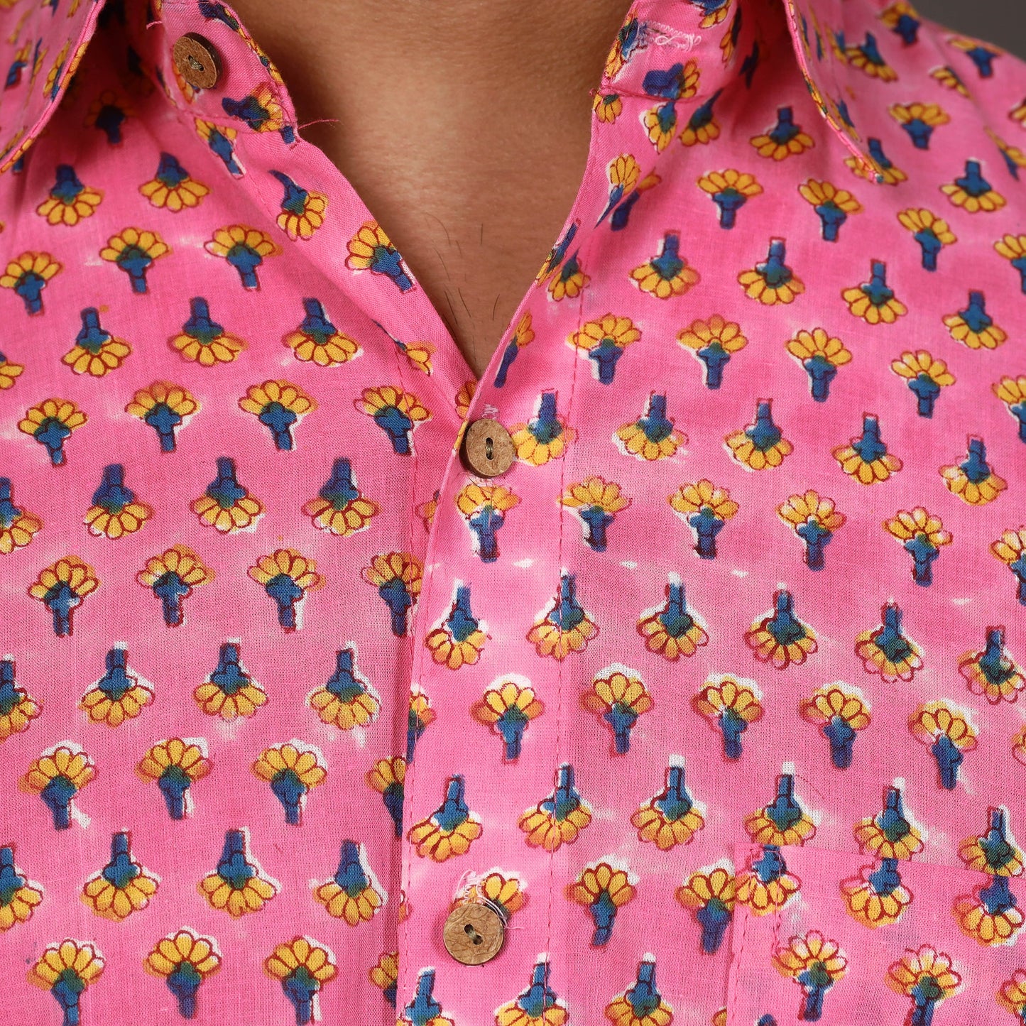 Buy Men Sanganeri Block Printed Cotton Half Sleeve Shirt Online at iTokri.com