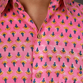 Buy Men Sanganeri Block Printed Cotton Half Sleeve Shirt Online at iTokri.com