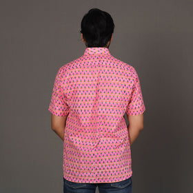 Buy Men Sanganeri Block Printed Cotton Half Sleeve Shirt Online at iTokri.com