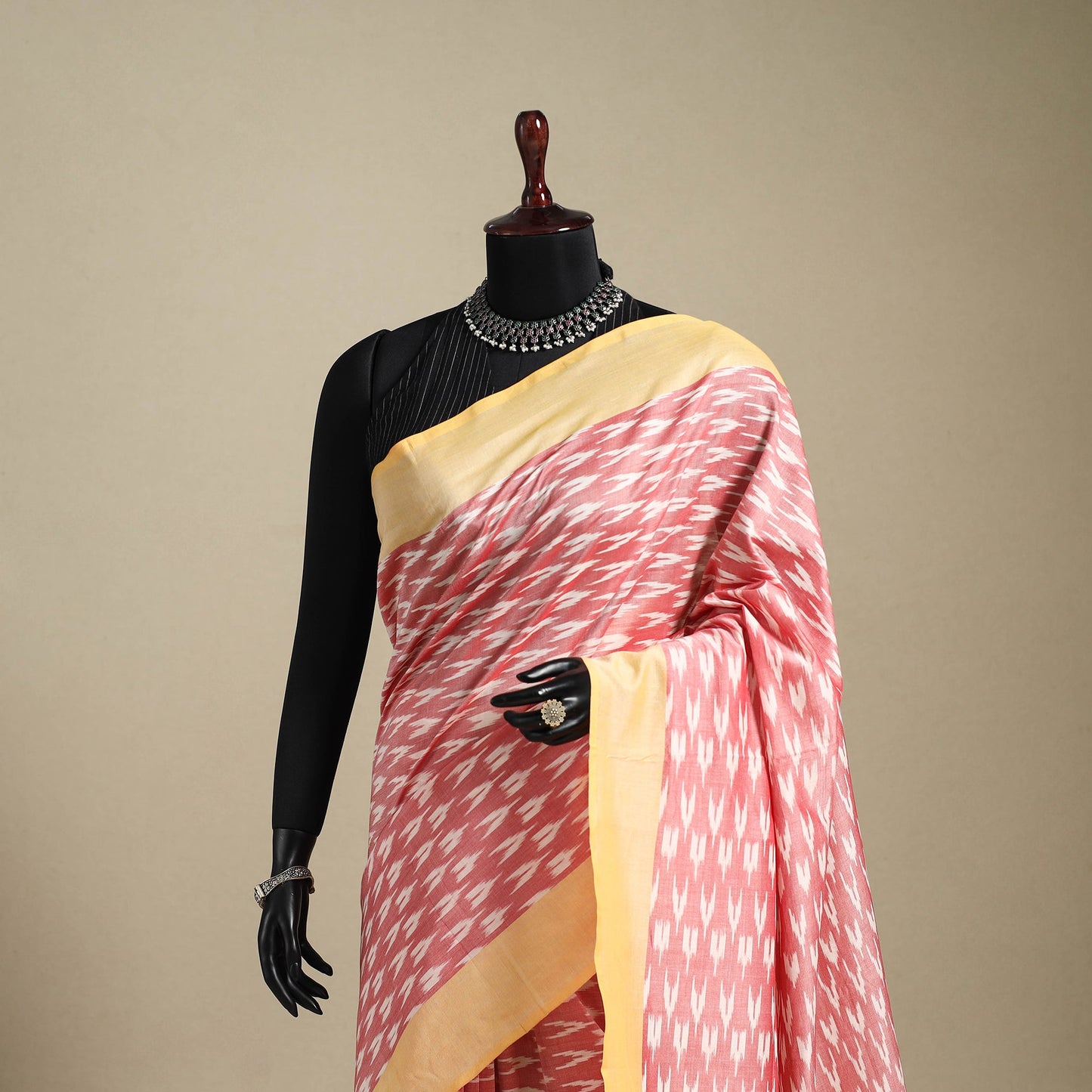 Pink - mercerised cotton handloom pochampally ikat saree 18