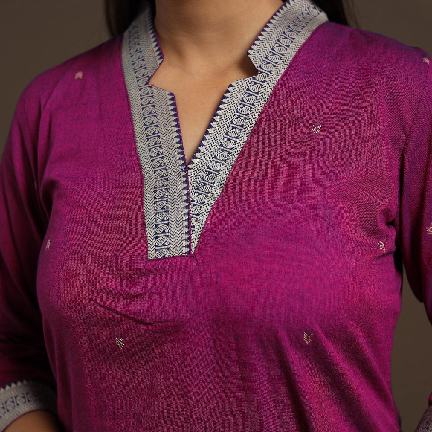 Pink Mercerised Cotton Jacquard Kurta Set (Set of 3)