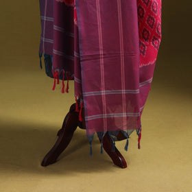 Pink - mercerised cotton pochampally ikat dupatta 02