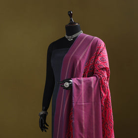 Pink - mercerised cotton pochampally ikat dupatta 02