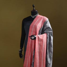 Pink - mercerised cotton pochampally ikat dupatta 18